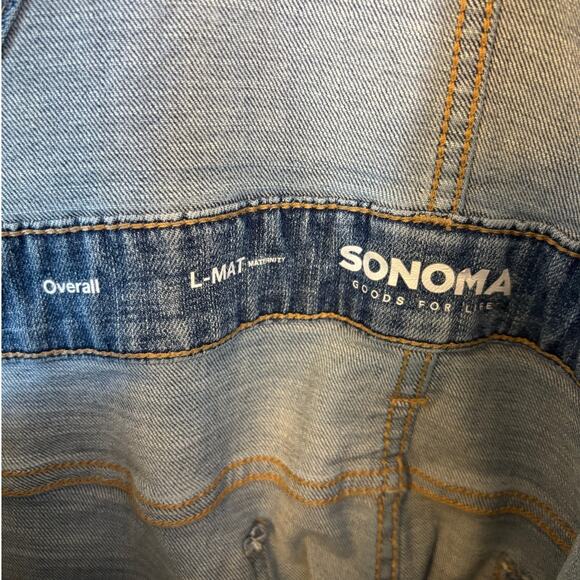 Sonoma Maternity Distressed Denim Straight Leg Overalls Size Large - Picture 6 of 6